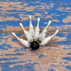 Vintage Bowling Sports Symbol Brooch - L31